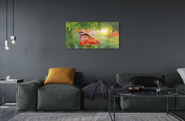 Sklenený obraz Farebný motýľ kvety 100x50 cm 2 Prívesky