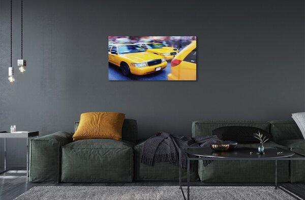 Obraz na skle Žltá taxi City 100x50 cm 2 Prívesky