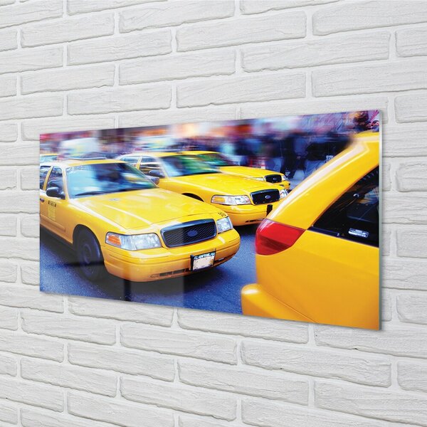 Obraz na skle Žltá taxi City 100x50 cm 2 Prívesky