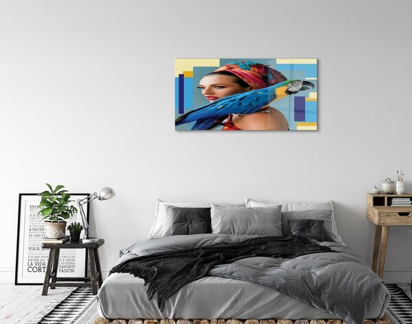 Sklenený obraz Papagáj na ramene 100x50 cm 2 Prívesky