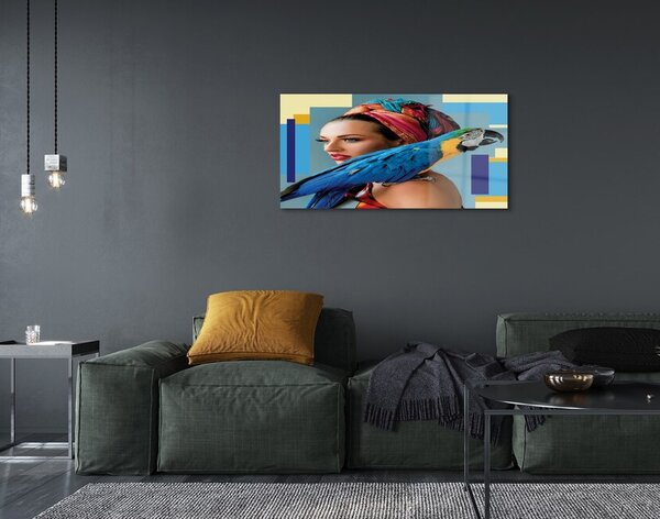 Sklenený obraz Papagáj na ramene 100x50 cm 2 Prívesky