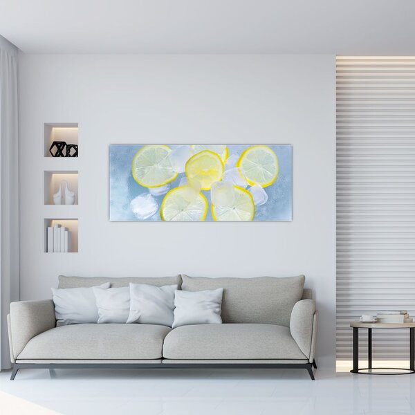 Obraz citróna v ľade (120x50 cm)