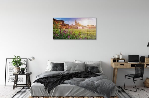 Sklenený obraz Nemecko Sunrise River 120x60 cm 2 Prívesky