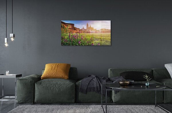 Sklenený obraz Nemecko Sunrise River 120x60 cm 2 Prívesky