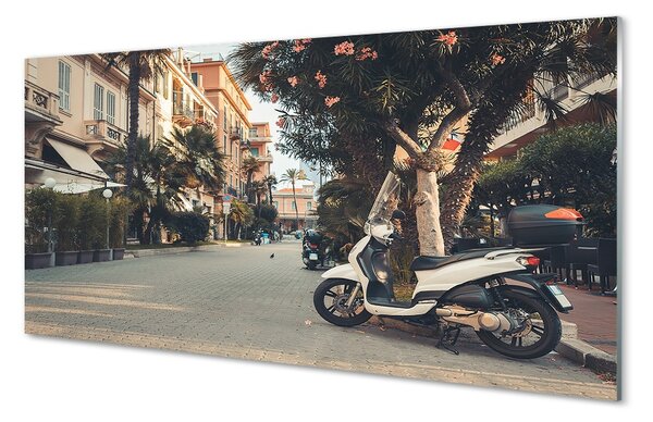 Obraz na skle mestské Motocykle palmového leta 100x50 cm 2 Prívesky