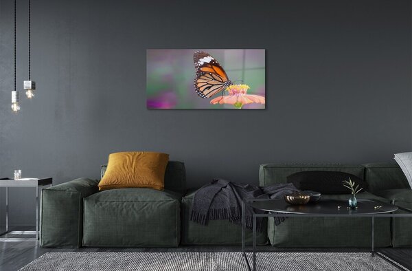 Sklenený obraz Farebný motýľ kvetina 100x50 cm 2 Prívesky