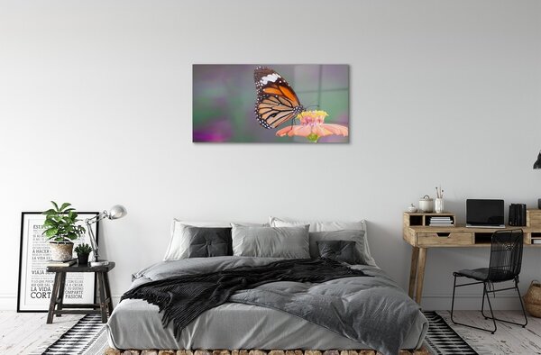 Sklenený obraz Farebný motýľ kvetina 100x50 cm 2 Prívesky