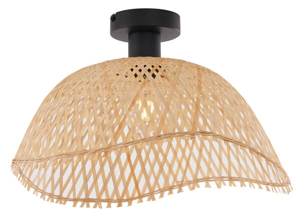 Art Deco stropné svietidlo čierne s prírodným bambusom 40 cm - Alka