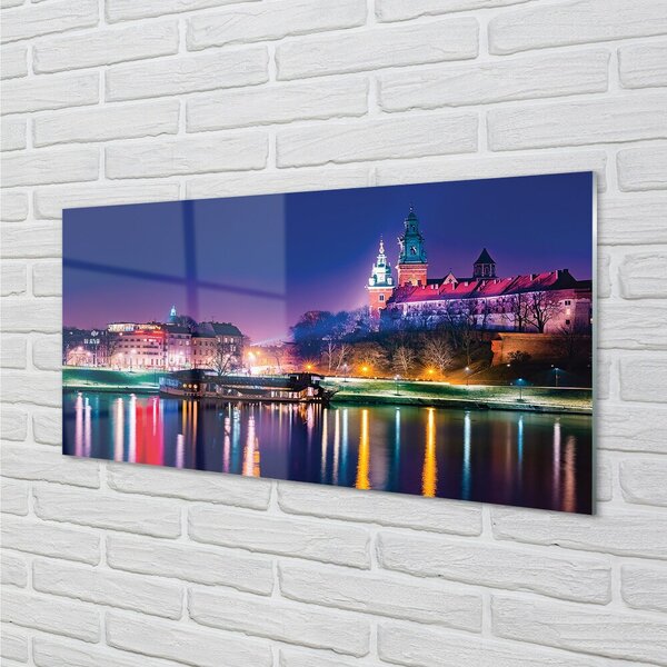 Sklenený obraz Krakow City noc rieka 100x50 cm 2 Prívesky