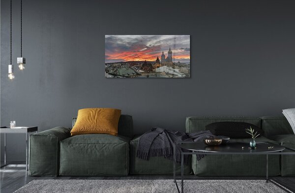 Sklenený obraz Krakow Sunset panorama 100x50 cm 2 Prívesky