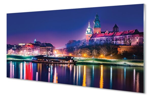 Sklenený obraz Krakow City noc rieka 100x50 cm 2 Prívesky