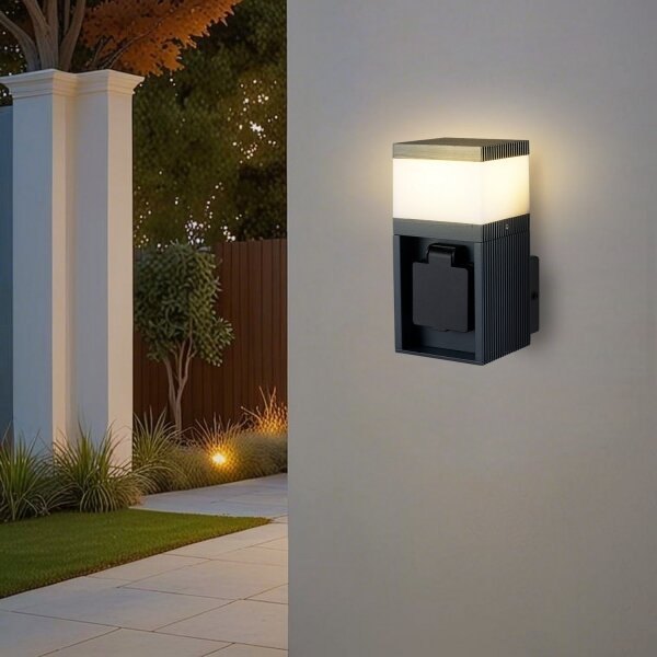 Brilagi - Vonkajšia lampa so zásuvkou SCHUKO PILLAR 1xG9/11W/230V IP44 antracit