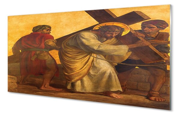 Sklenený obraz Jesus cross ľudia 100x50 cm 2 Prívesky