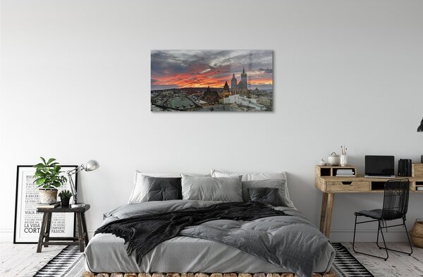 Sklenený obraz Krakow Sunset panorama 100x50 cm 2 Prívesky