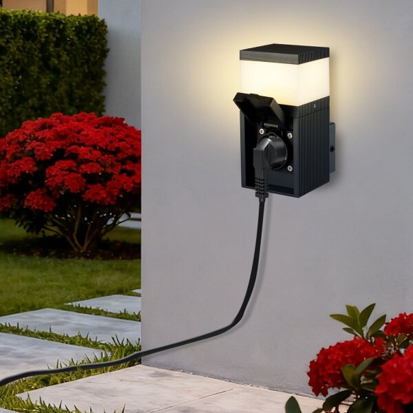 Brilagi - Vonkajšia lampa so zásuvkou SCHUKO PILLAR 1xG9/11W/230V IP44 antracit