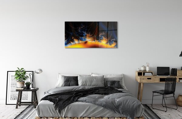 Sklenený obraz Žlté a modré fraktály 100x50 cm 2 Prívesky