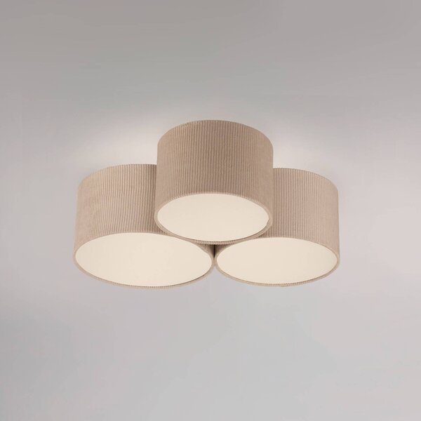 JUST LIGHT. Zelené stropné svietidlo Duro, textil, tri žiarovky, Krémová / jantárovo žltá, Obývacia izba / jedáleň, Textil / látka / hodváb, Stropné svetlo