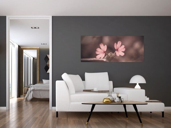 Obraz ružového kvetu (120x50 cm)