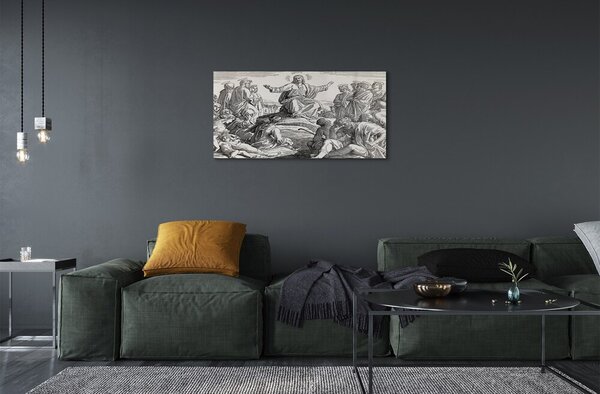 Sklenený obraz Ježiš kreslenie ľudia 120x60 cm 2 Prívesky