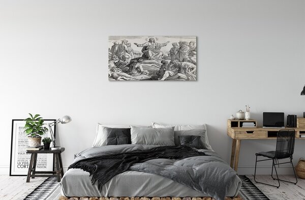 Sklenený obraz Ježiš kreslenie ľudia 120x60 cm 2 Prívesky