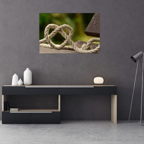 Obraz srdce z lana (90x60 cm)