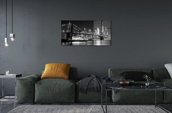 Sklenený obraz Väčšina mrakodrapy v noci rieka 100x50 cm 2 Prívesky