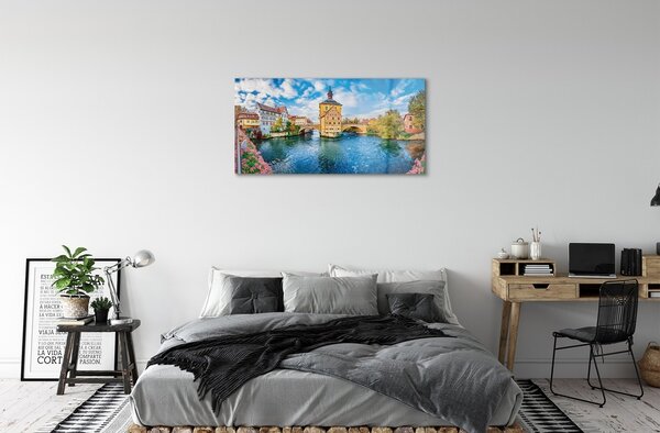 Sklenený obraz Nemecko staré mesto riečny mosty 100x50 cm 2 Prívesky