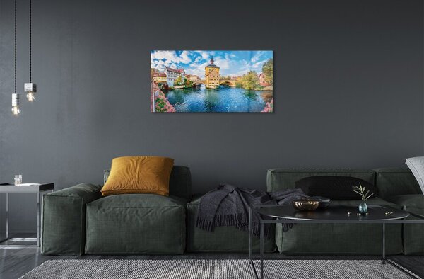 Sklenený obraz Nemecko staré mesto riečny mosty 100x50 cm 2 Prívesky