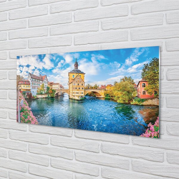 Sklenený obraz Nemecko staré mesto riečny mosty 100x50 cm 2 Prívesky