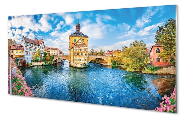 Sklenený obraz Nemecko staré mesto riečny mosty 100x50 cm 2 Prívesky