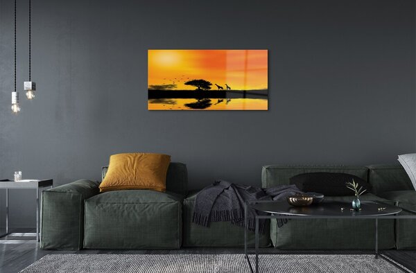 Obraz na skle Žirafy tree west lake 100x50 cm 2 Prívesky