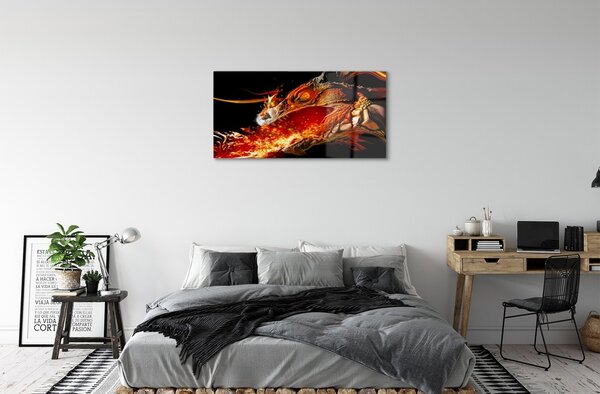 Sklenený obraz ohnivého draka 100x50 cm 2 Prívesky