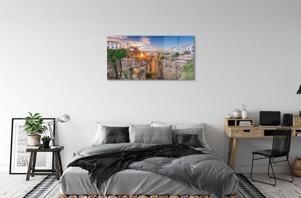 Sklenený obraz Španielsko Bridge sunset 100x50 cm 2 Prívesky