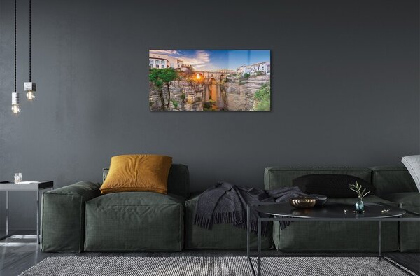 Sklenený obraz Španielsko Bridge sunset 100x50 cm 2 Prívesky
