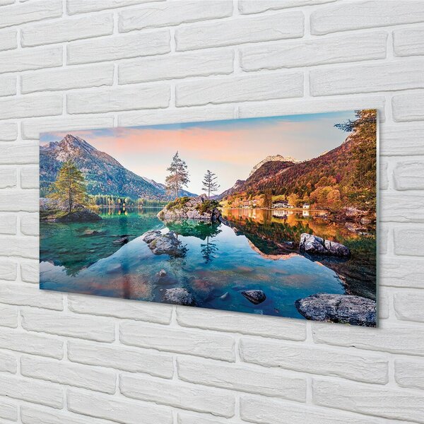 Sklenený obraz Nemecko Alpy jeseň Horské jazero 100x50 cm 2 Prívesky