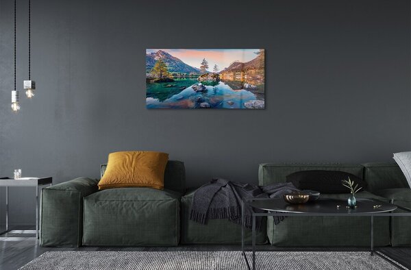 Sklenený obraz Nemecko Alpy jeseň Horské jazero 100x50 cm 2 Prívesky