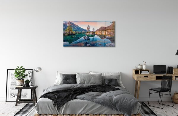 Sklenený obraz Nemecko Alpy jeseň Horské jazero 100x50 cm 2 Prívesky