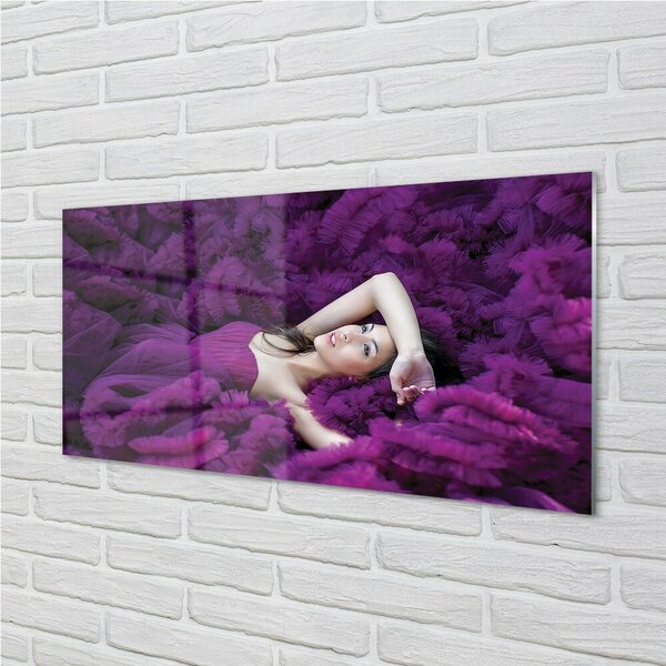 Obraz na skle žena purple 100x50 cm 2 Prívesky