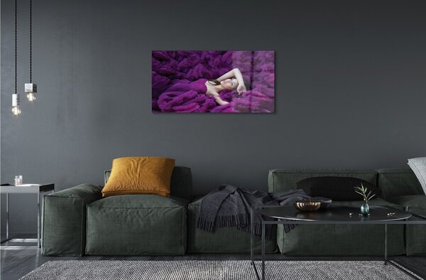 Obraz na skle žena purple 100x50 cm 2 Prívesky