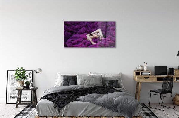 Obraz na skle žena purple 100x50 cm 2 Prívesky