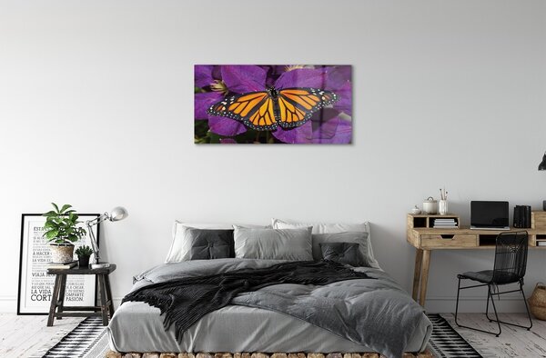 Sklenený obraz Farebný motýľ kvety 100x50 cm 2 Prívesky