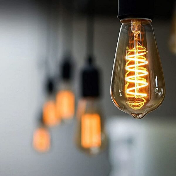 Diolamp LED Spiral Filament žiarovka Amber ST64 4W/230V/E27/1800K/270Lm/360°/Dim