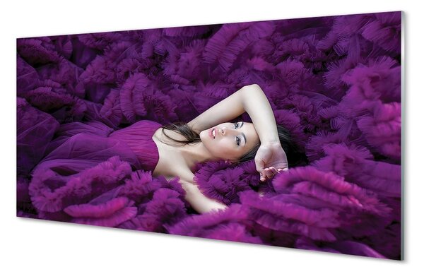 Obraz na skle žena purple 100x50 cm 2 Prívesky