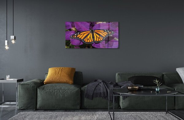 Sklenený obraz Farebný motýľ kvety 100x50 cm 2 Prívesky