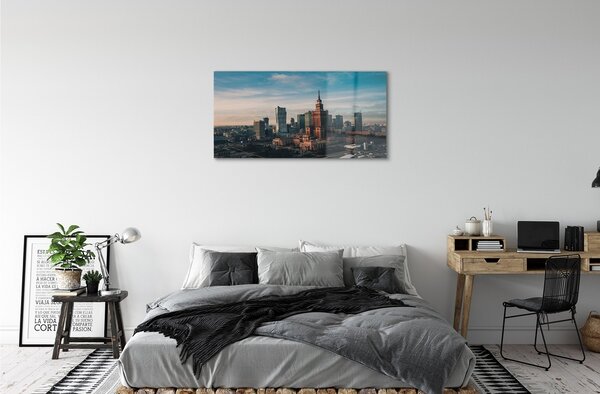 Sklenený obraz Varšava panorama mrakodrapov svitania 100x50 cm 2 Prívesky
