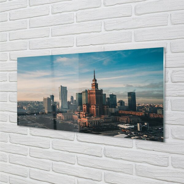 Sklenený obraz Varšava panorama mrakodrapov svitania 100x50 cm 2 Prívesky