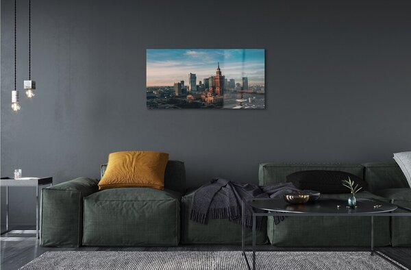 Sklenený obraz Varšava panorama mrakodrapov svitania 100x50 cm 2 Prívesky