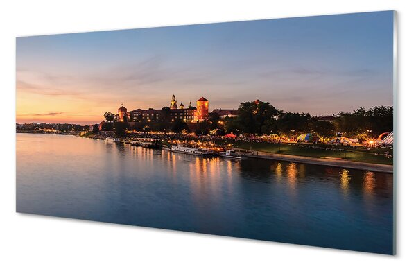 Sklenený obraz Krakow Sunset rieky lock 100x50 cm 2 Prívesky