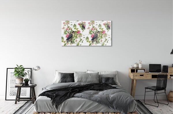 Sklenený obraz Vtáky na vetve 100x50 cm 2 Prívesky