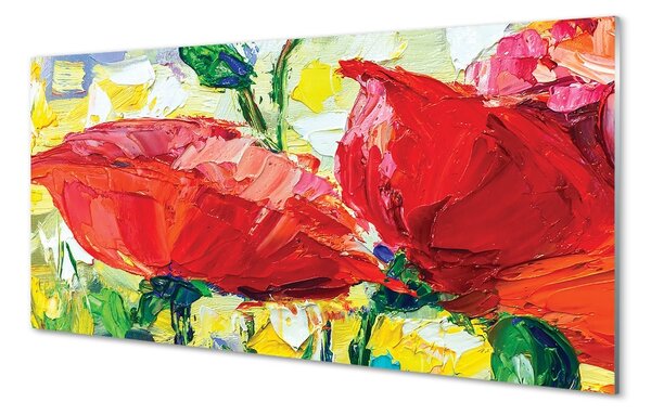 Obraz na skle červené kvety 100x50 cm 2 Prívesky